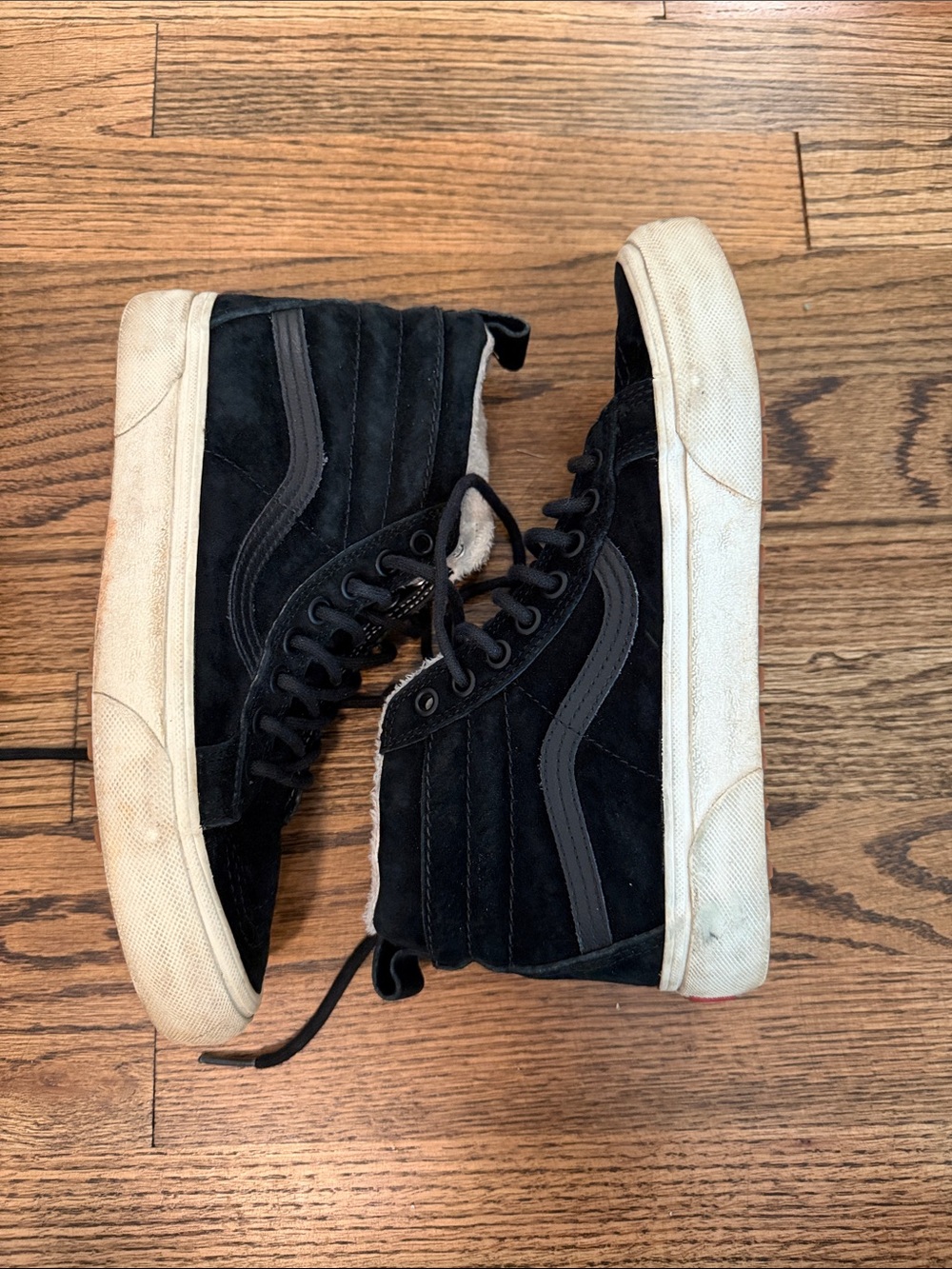 Vans Black High-Top Suede Sneakers with White Sole